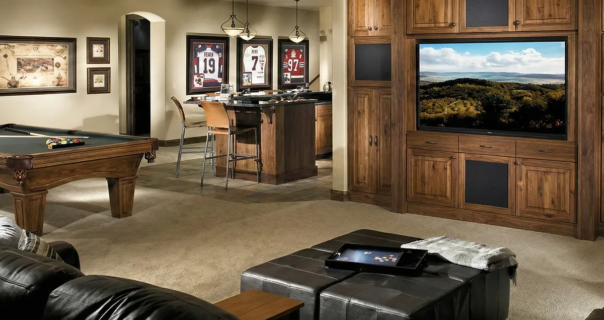finished basement remodeling project transforming a basement into a comfortable living space in Cleveland, OH