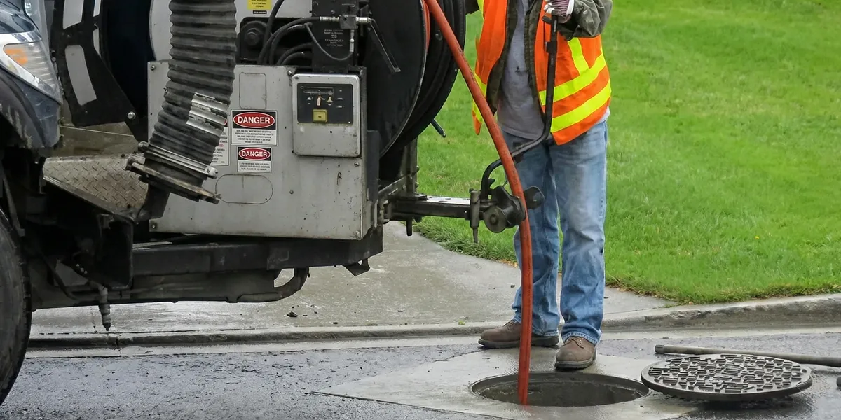 sewage clean up professionals using industrial equipment to remove contaminated wastewater in Cleveland, OH